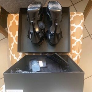 YSLTribute woven leather platform sandals